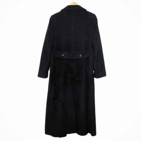 Vintage Cashmere Full Length Double Breasted Dress Coat Black M/L - Picture 14 of 16